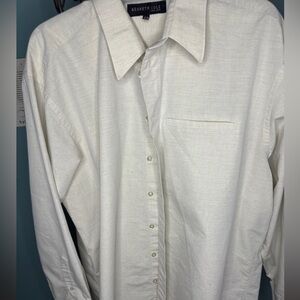 Kenneth Cole Classic Ivory and Brown Dress Shirt